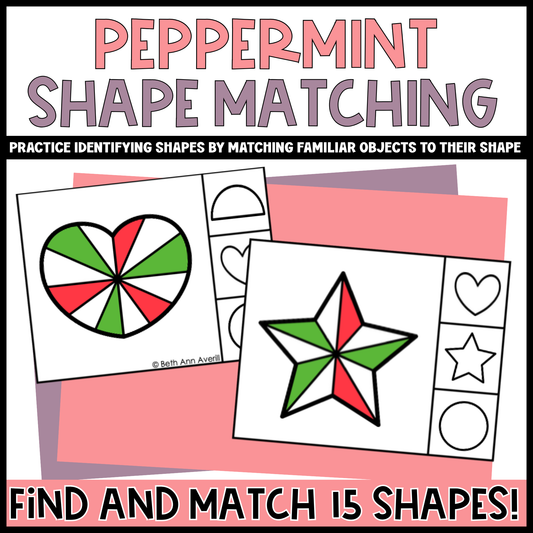 Peppermint Shape Matching Clip Cards