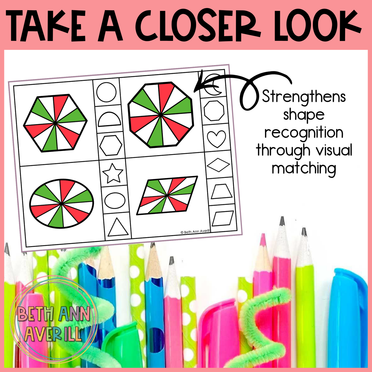 Peppermint Shape Matching Clip Cards