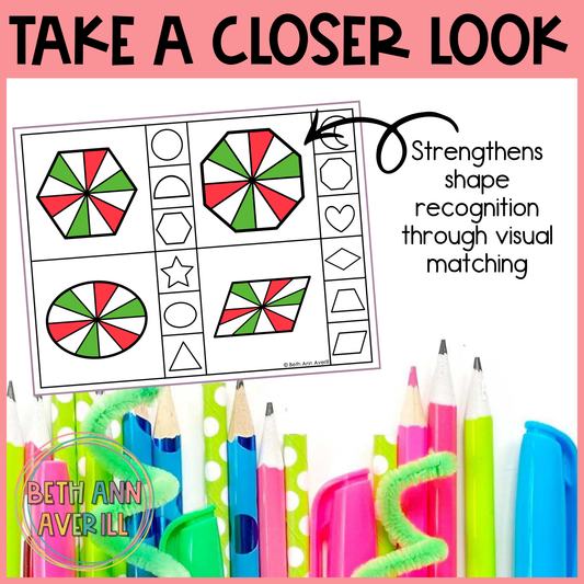 Peppermint Shape Matching Clip Cards