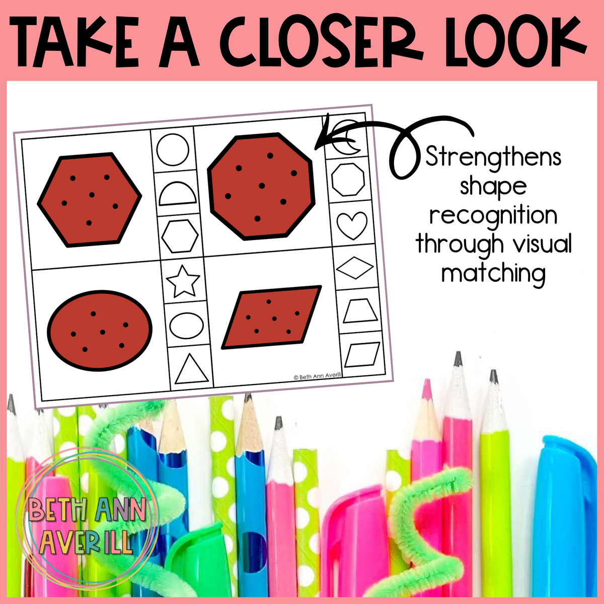 Pepperoni Shape Matching Clip Cards