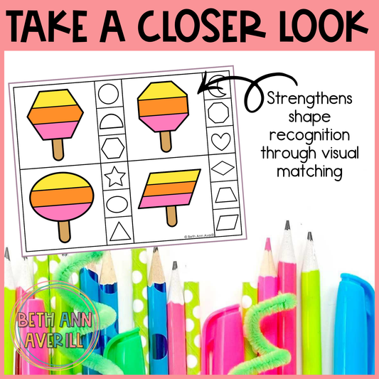 Popsicle Shape Matching Clip Cards