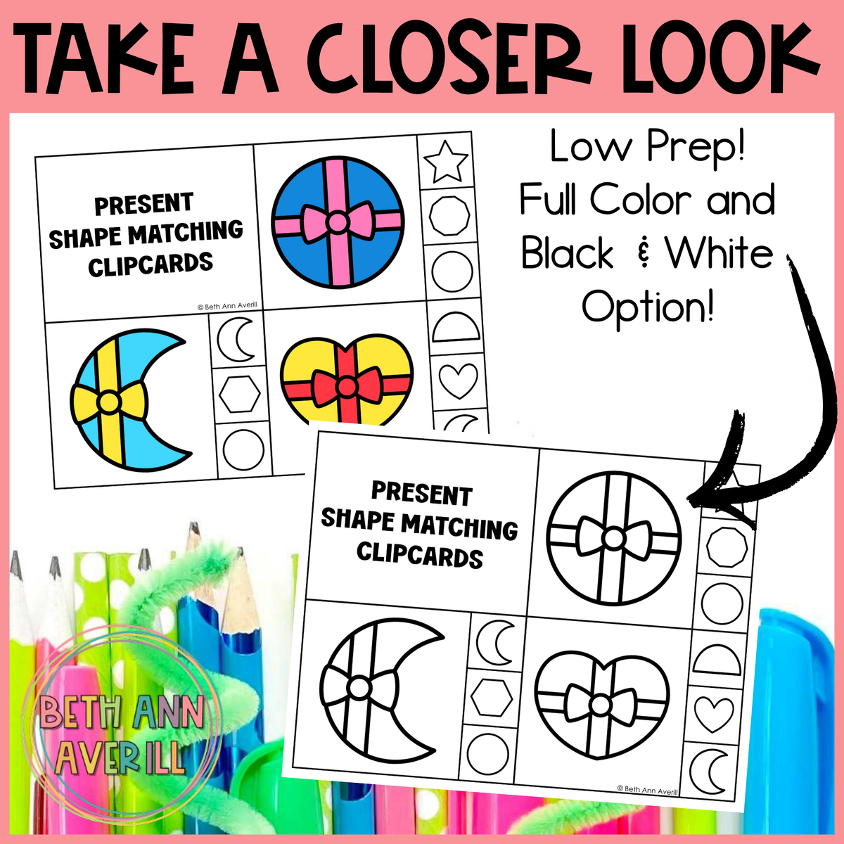 Present Shape Matching Clip Cards