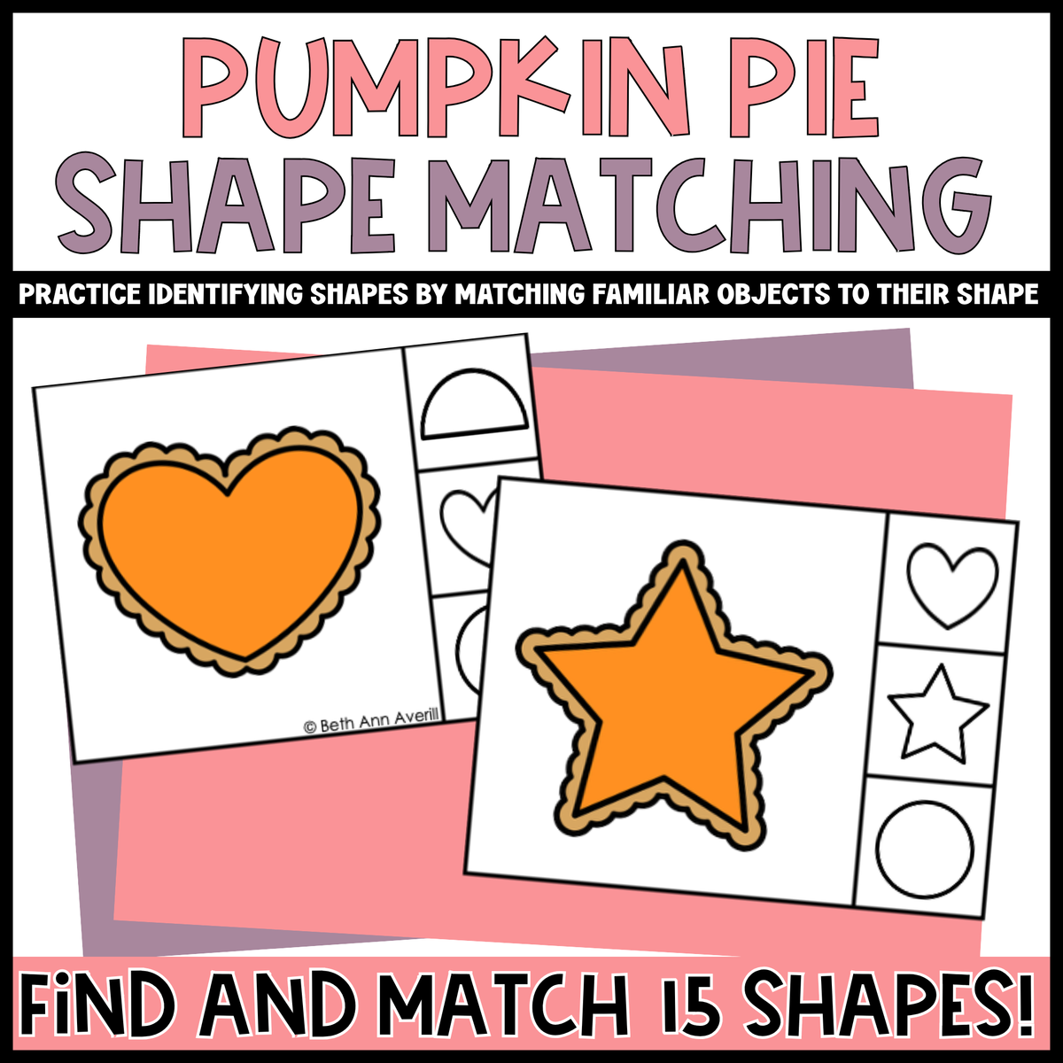 Pumpkin Pie Shape Matching Clip Cards