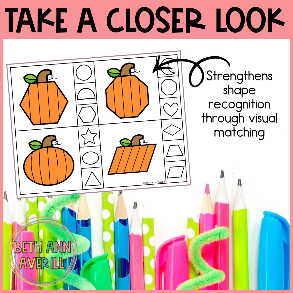 Pumpkin Shape Matching Clip Cards