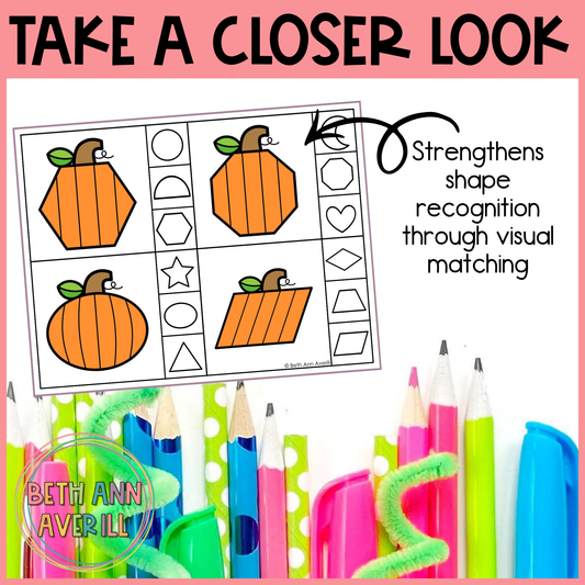 Pumpkin Shape Matching Clip Cards