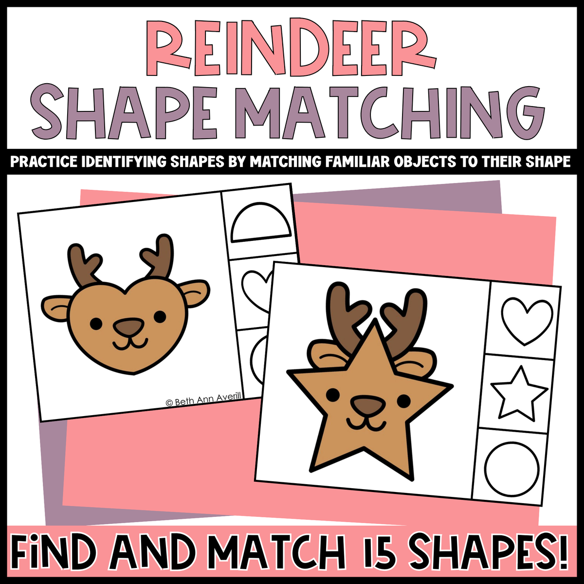 Reindeer Shape Matching Clip Cards