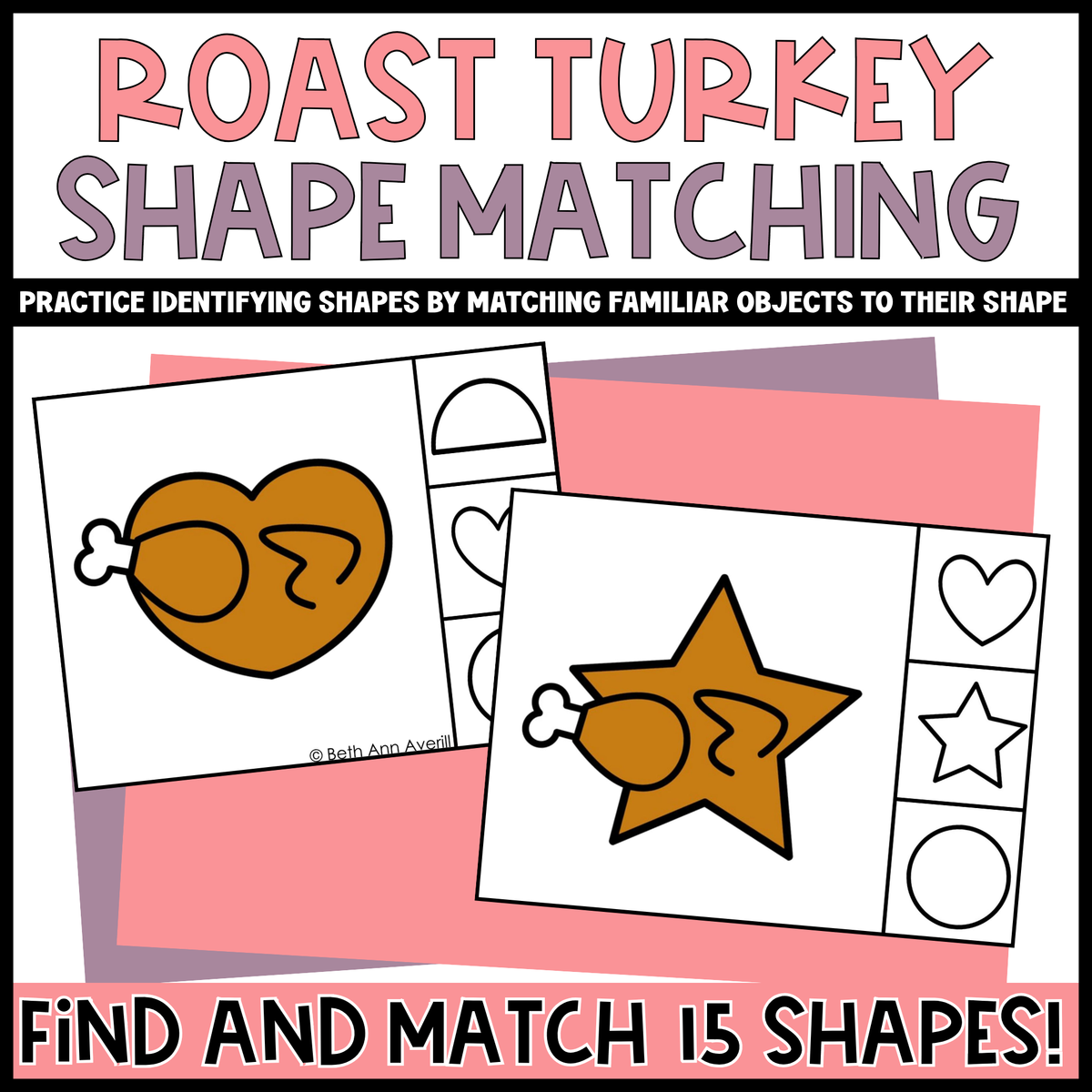 Roasted Turkey Shape Matching Clip Cards