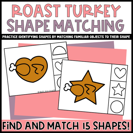 Roasted Turkey Shape Matching Clip Cards