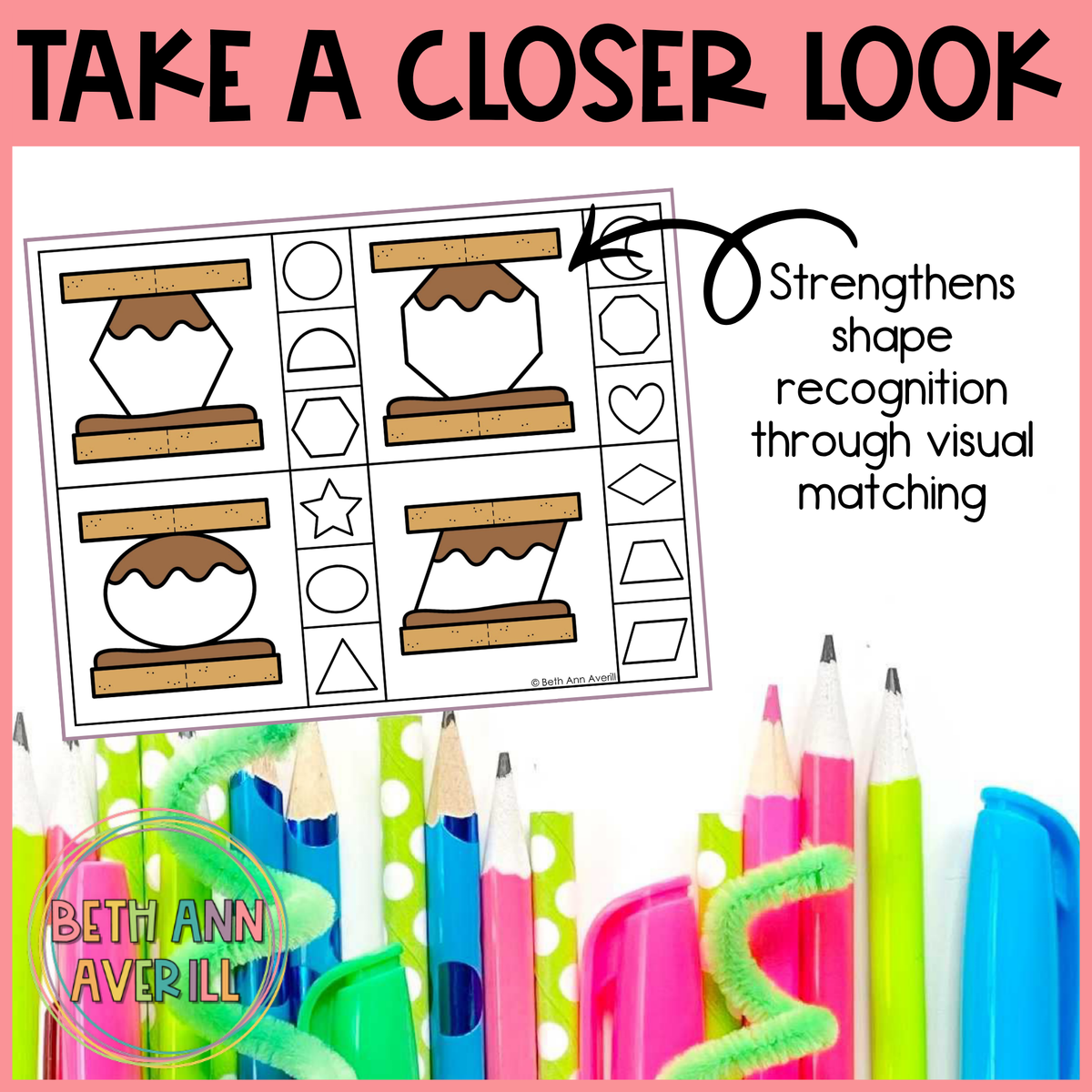 S'mores Shape Matching Clip Cards