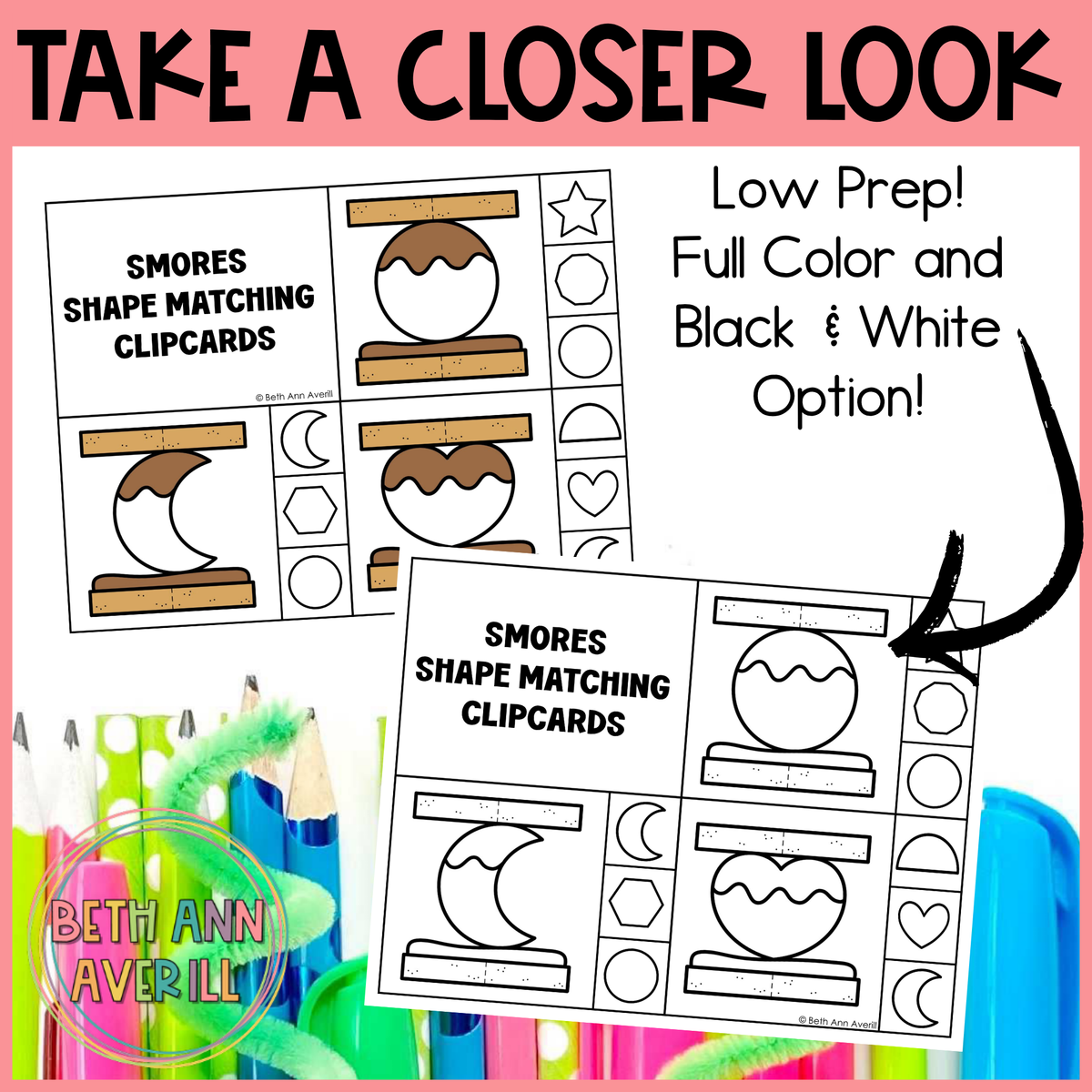 S'mores Shape Matching Clip Cards