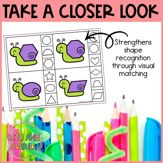 Snail Shape Matching Clip Cards