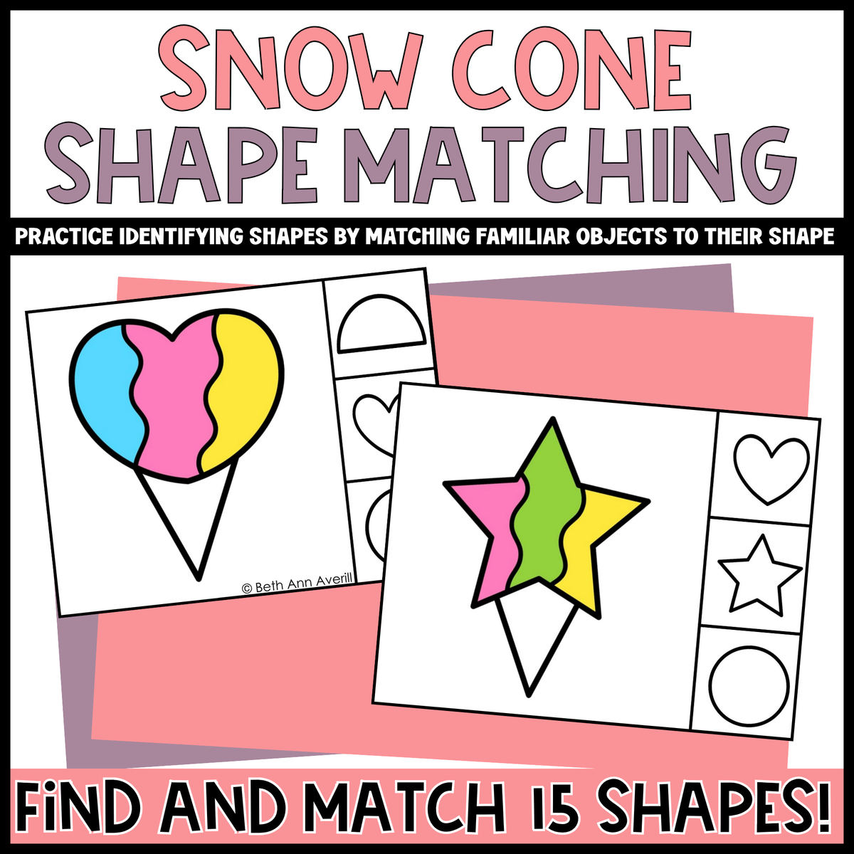 Snow Cone Shape Matching Clip Cards