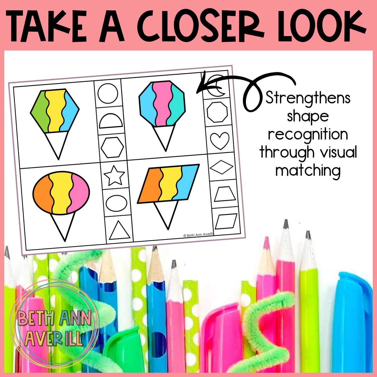 Snow Cone Shape Matching Clip Cards