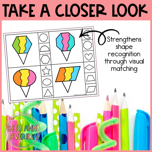 Snow Cone Shape Matching Clip Cards