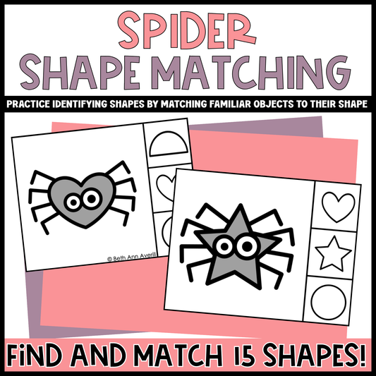 Spider Shape Matching Clip Cards