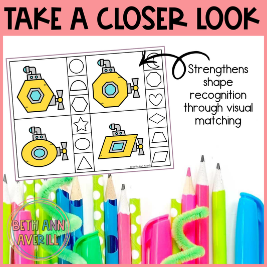 Submarine Shape Matching Clip Cards