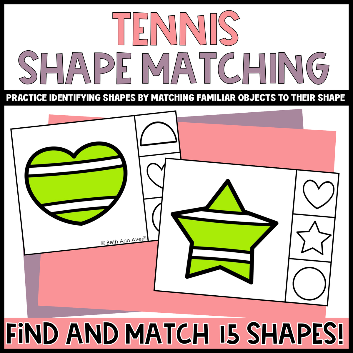 Tennis Shape Matching Clip Cards