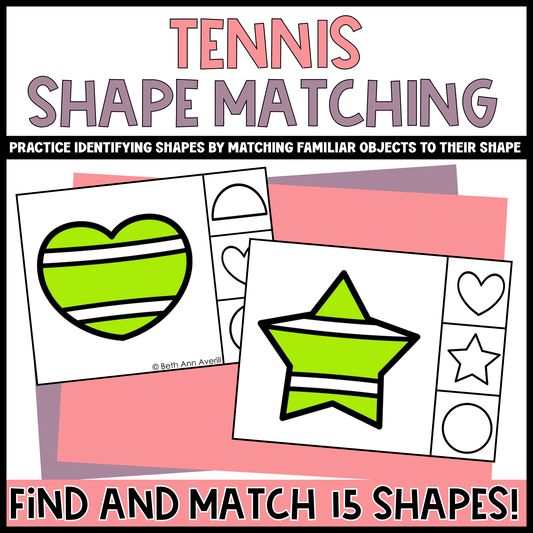 Tennis Shape Matching Clip Cards