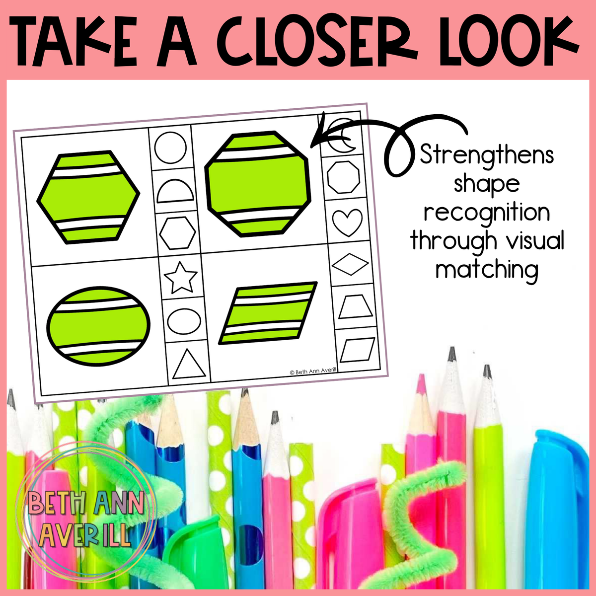 Tennis Shape Matching Clip Cards