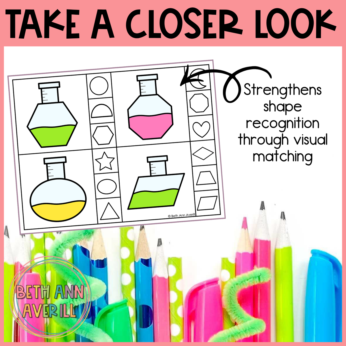 Test Tube Shape Matching Clip Cards