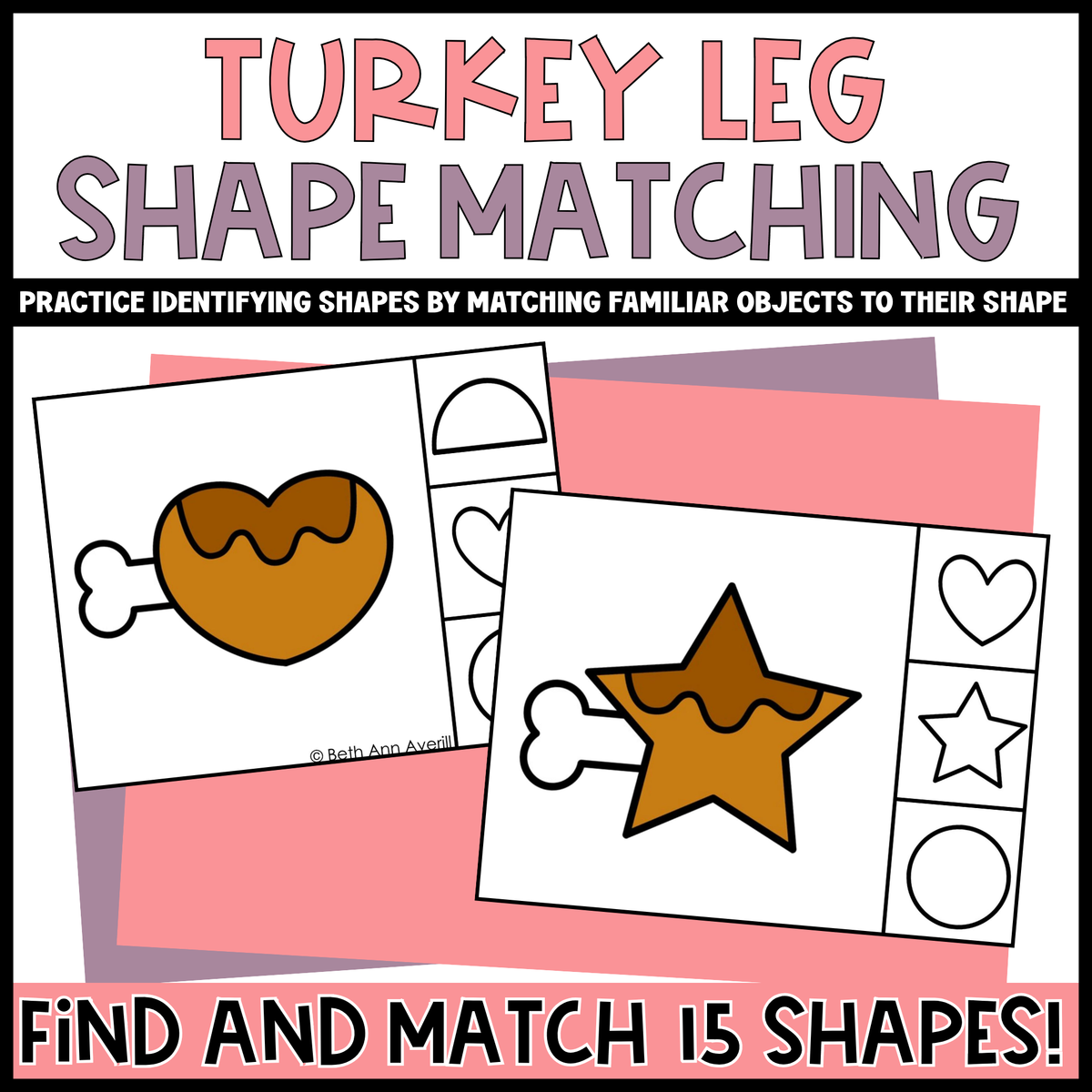 Turkey Leg Shape Matching Clip Cards