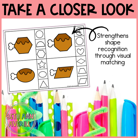 Turkey Leg Shape Matching Clip Cards