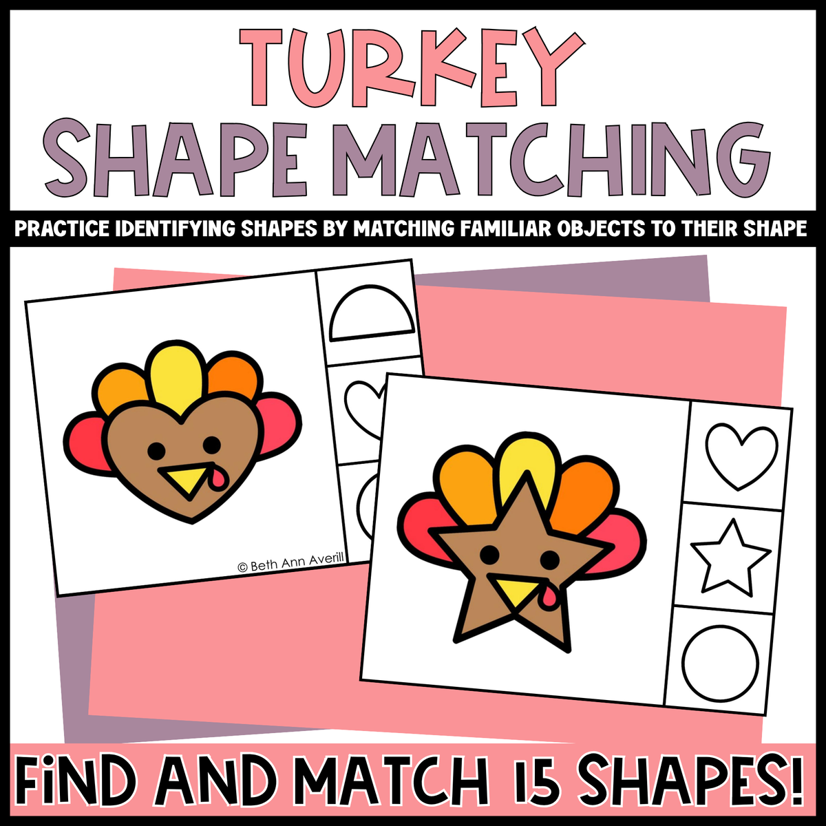 Turkey Shape Matching Clip Cards