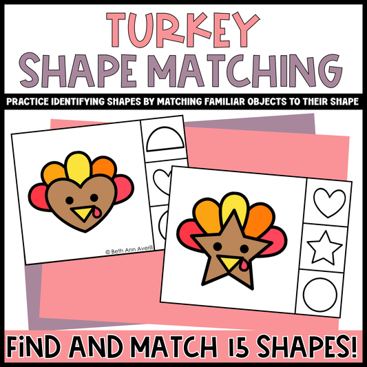 Turkey Shape Matching Clip Cards