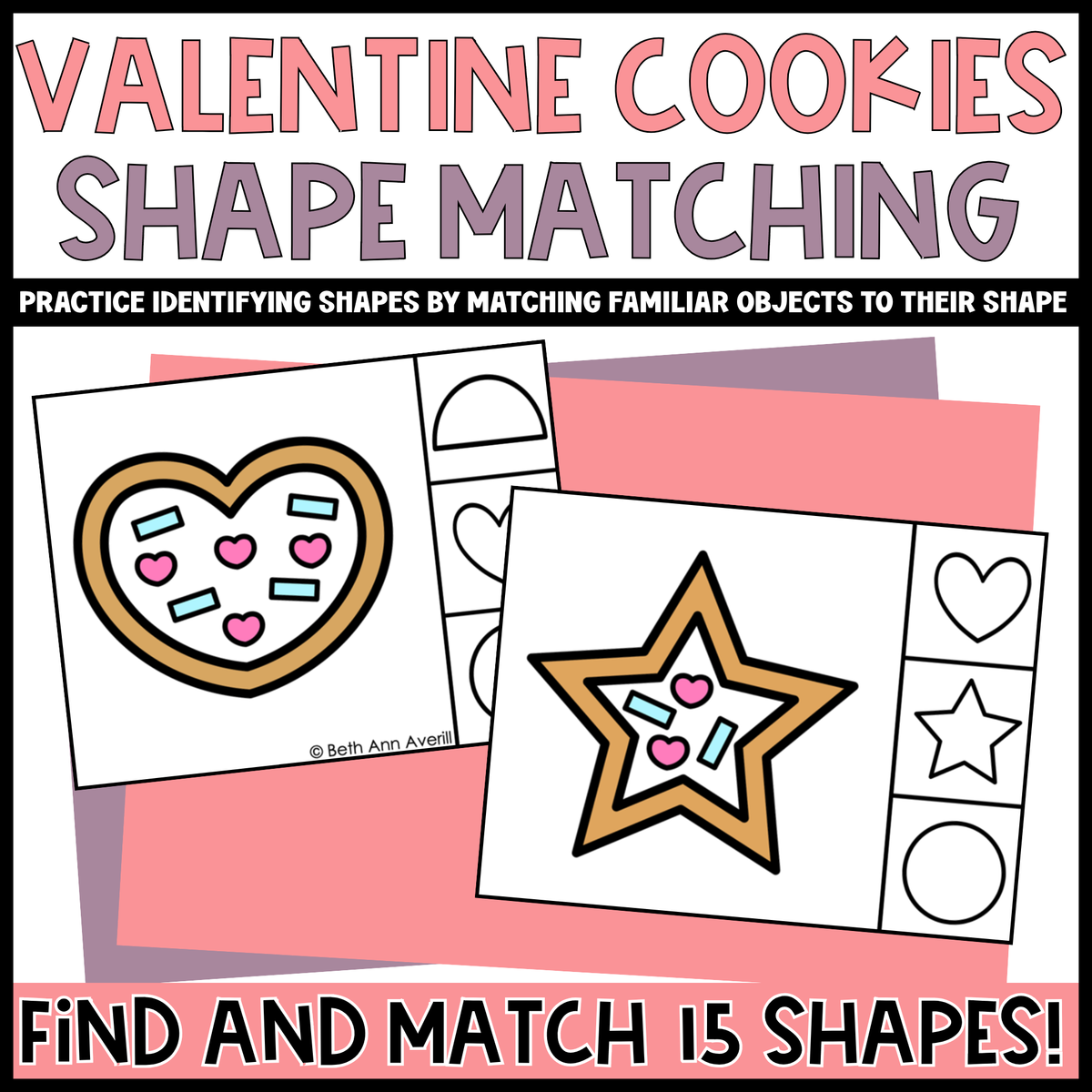 Valentine Cookie Shape Matching Clip Cards
