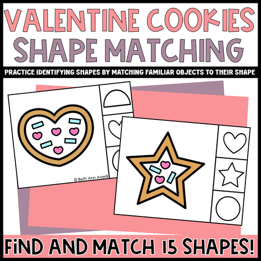 Valentine Cookie Shape Matching Clip Cards
