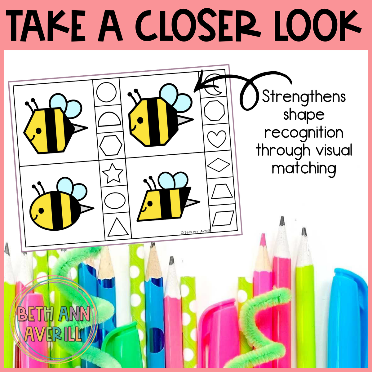 Bee Shape Matching Clip Cards
