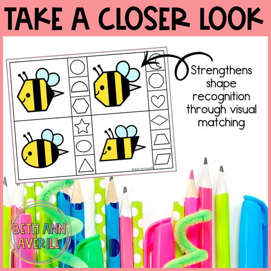 Bee Shape Matching Clip Cards