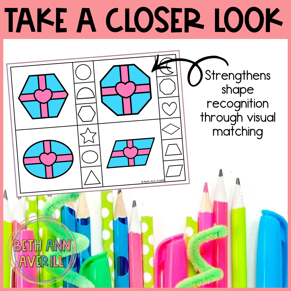 Valentine Gifts Shape Matching Clip Cards