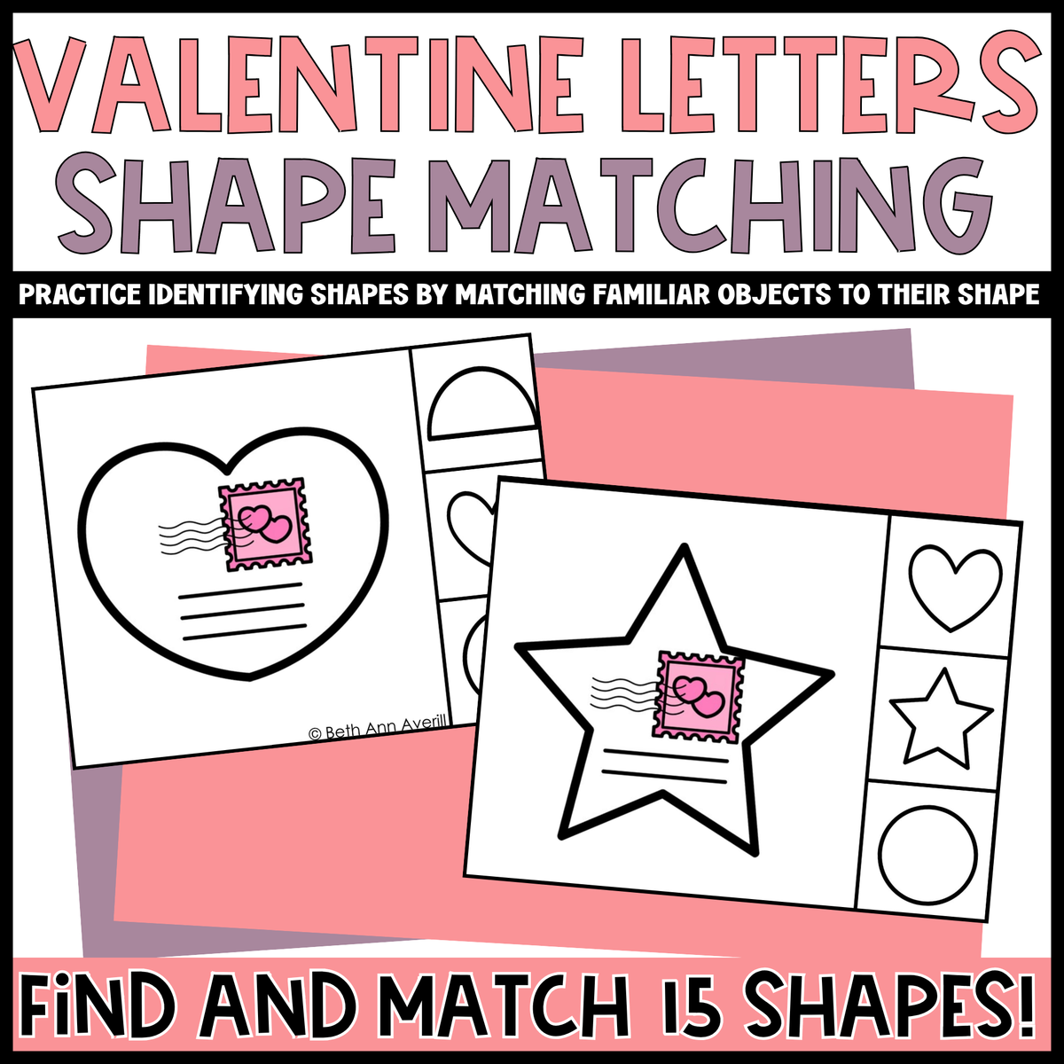 Valentine Letters Shape Matching Clip Cards