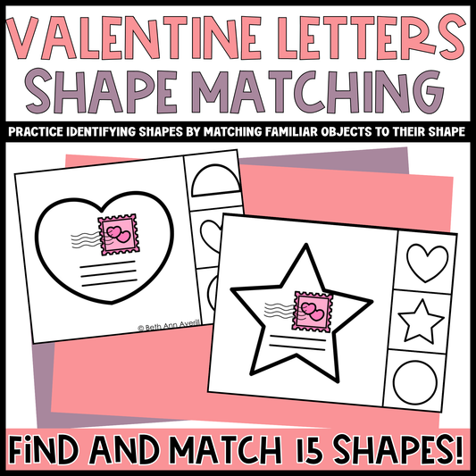 Valentine Letters Shape Matching Clip Cards