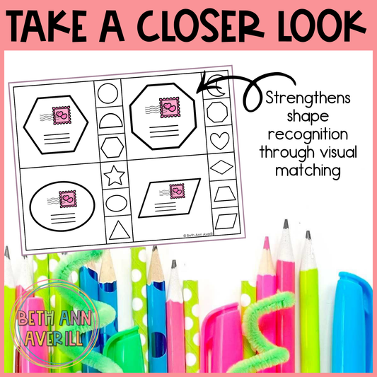 Valentine Letters Shape Matching Clip Cards
