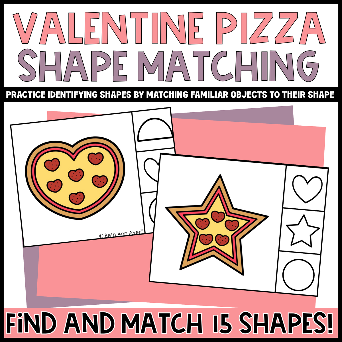 Valentine Pizza Shape Matching Clip Cards