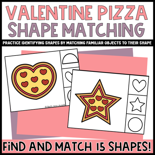 Valentine Pizza Shape Matching Clip Cards