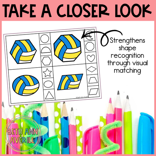 Volleyball Shape Matching Clip Cards