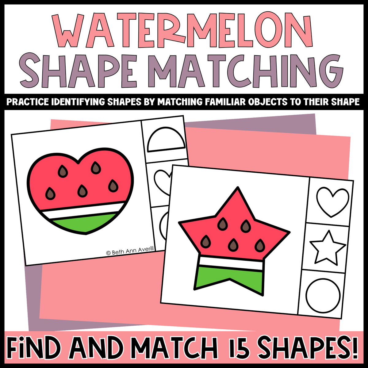Watermelon Shape Matching Clip Cards
