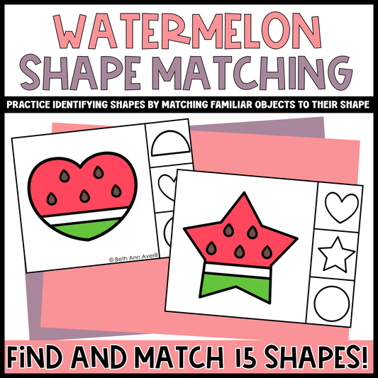 Watermelon Shape Matching Clip Cards
