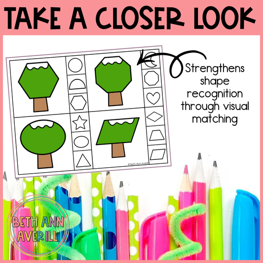 Winter Tree Shape Matching Clip Cards