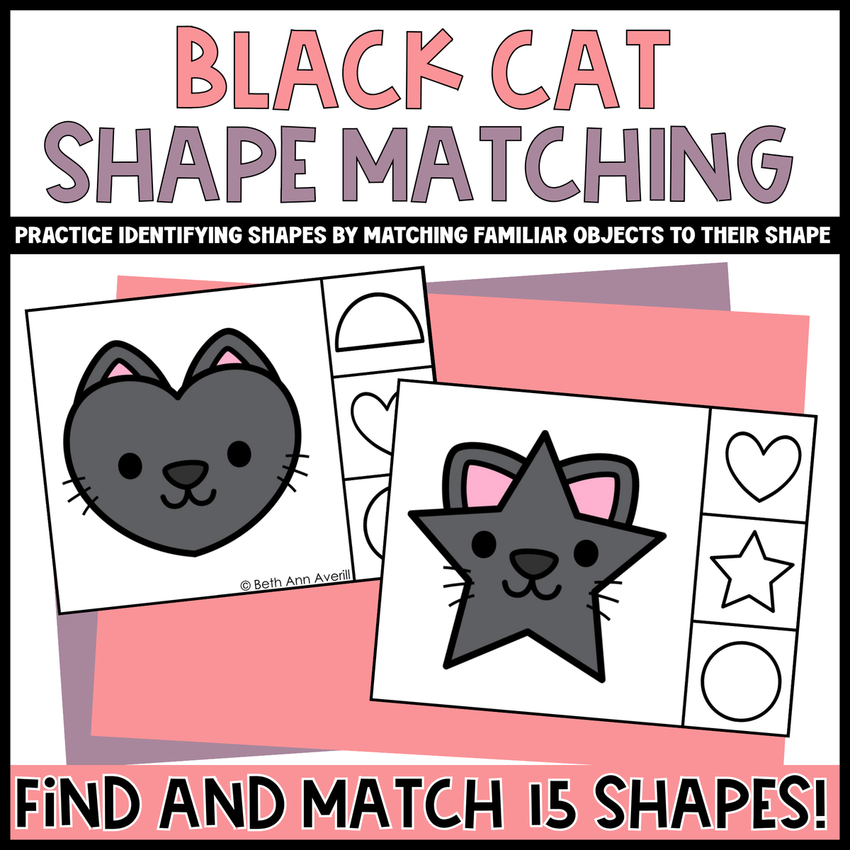 Black Cat Shape Matching Clip Cards
