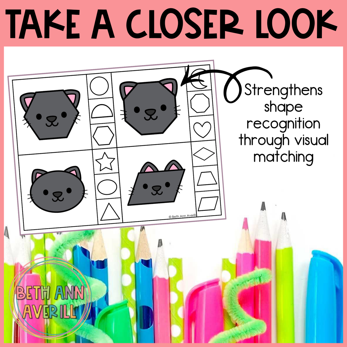 Black Cat Shape Matching Clip Cards