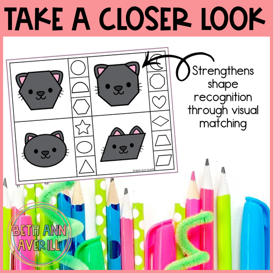 Black Cat Shape Matching Clip Cards