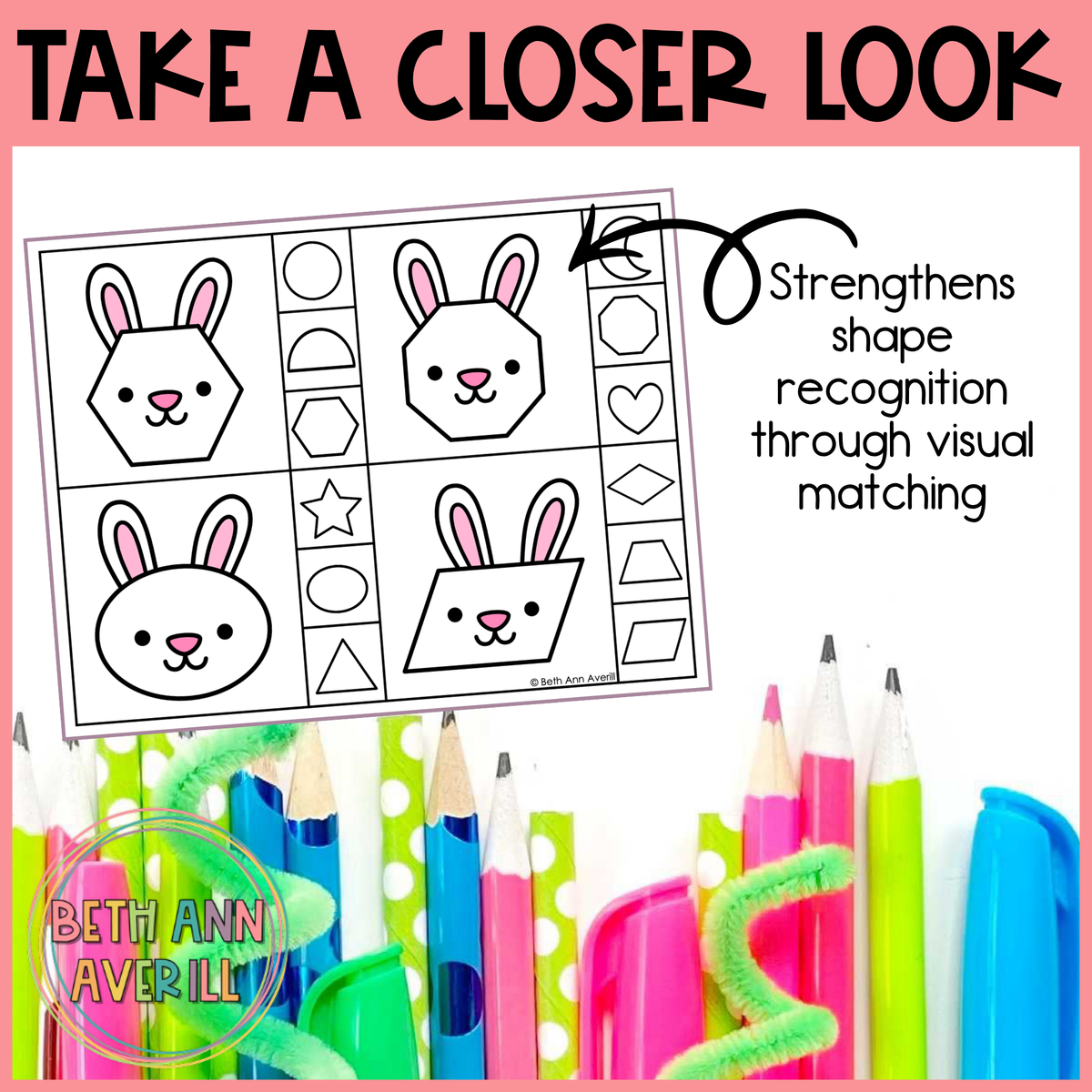 Bunny Shape Matching Clip Cards