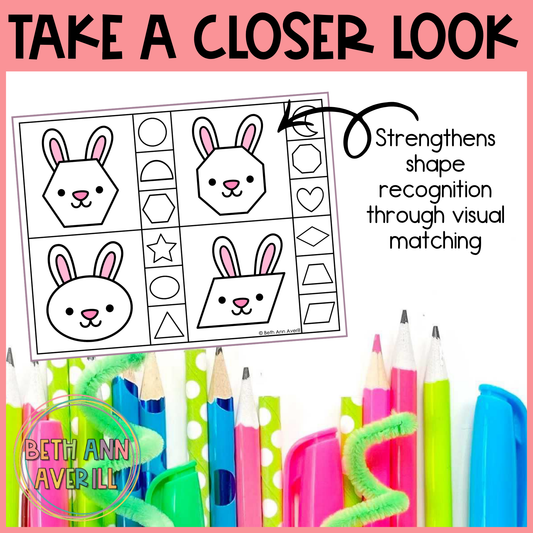 Bunny Shape Matching Clip Cards