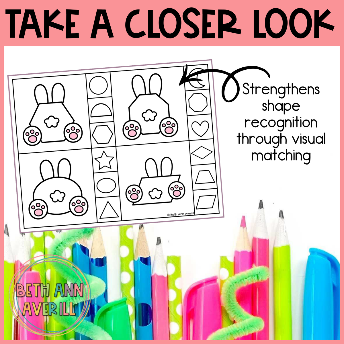 Bunny Tail Shape Matching Clip Cards