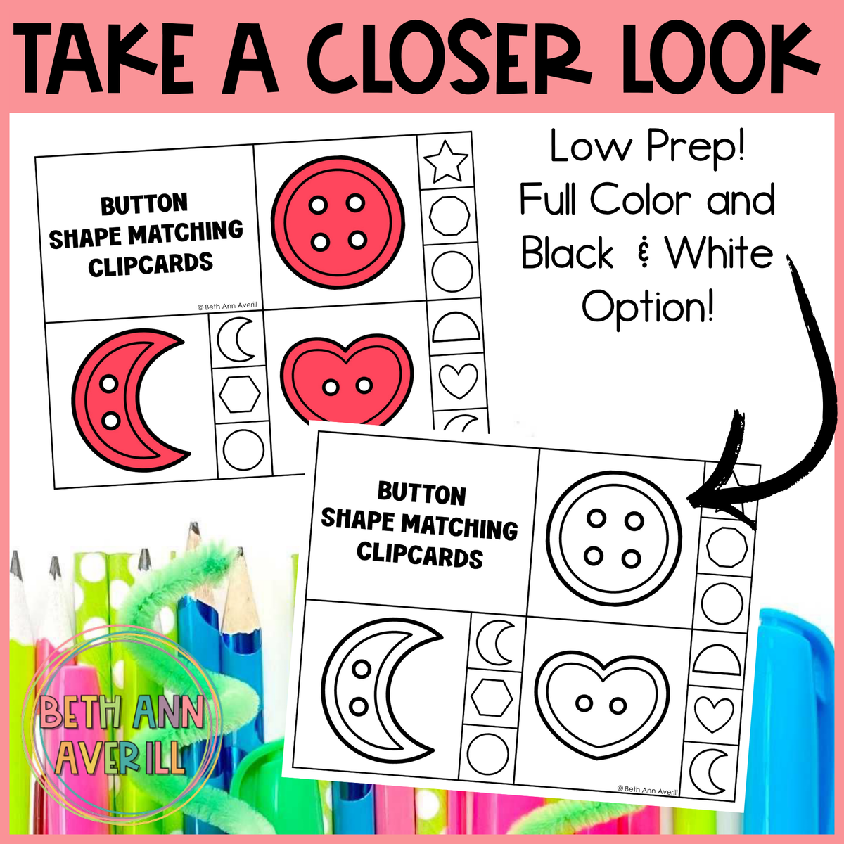 Button Shape Matching Clip Cards
