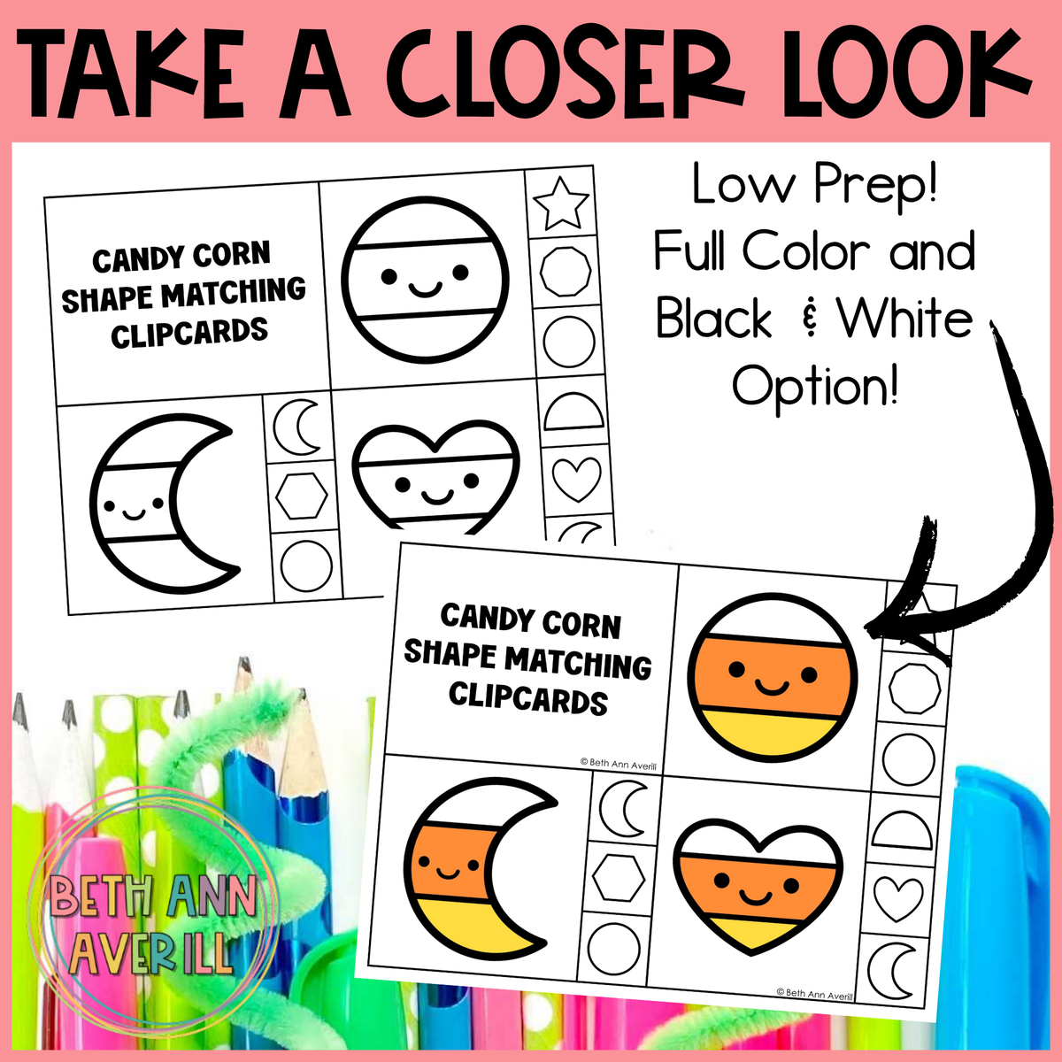 Candy Corn Shape Matching Clip Cards